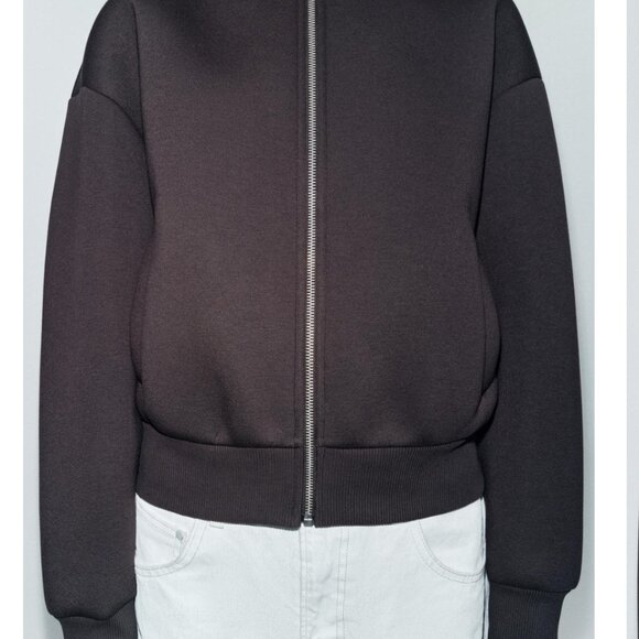 Zara Scuba Bomber Jacket (Black) - Picture 4 of 5